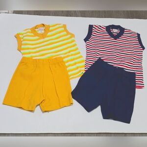 Vintage 1960's-70's Shorts Sets Kids Size 6 Capricorn Stretch 100% Nylon